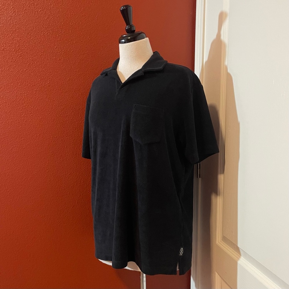 Todd Snyder Men’s Terry Cloth Homespun Slub Montauk Black Polo